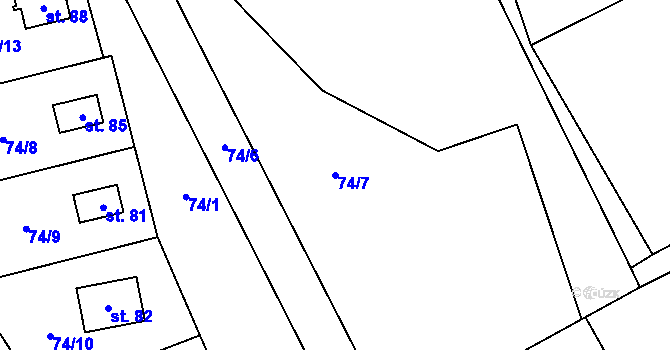 Parcela st. 74/7 v KÚ Osiky, Katastrální mapa