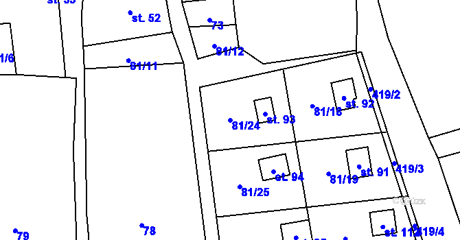 Parcela st. 81/24 v KÚ Osiky, Katastrální mapa