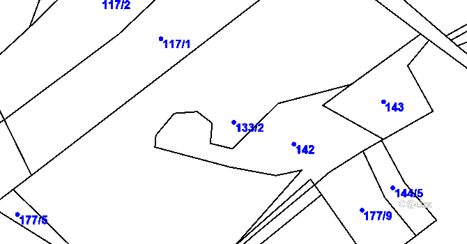Parcela st. 133/2 v KÚ Osiky, Katastrální mapa