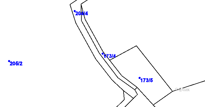 Parcela st. 173/4 v KÚ Osiky, Katastrální mapa