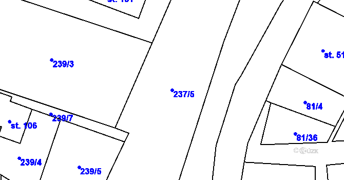 Parcela st. 237/5 v KÚ Osiky, Katastrální mapa