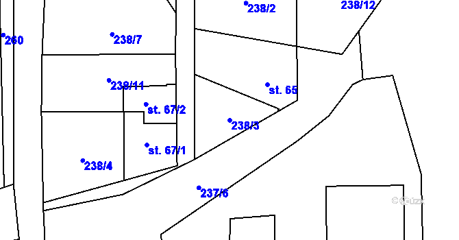 Parcela st. 238/3 v KÚ Osiky, Katastrální mapa