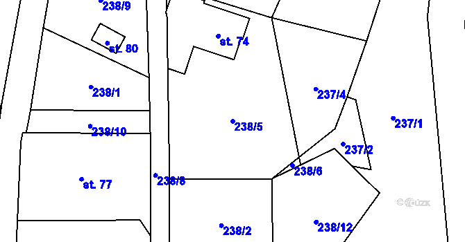 Parcela st. 238/5 v KÚ Osiky, Katastrální mapa