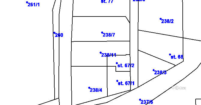 Parcela st. 238/11 v KÚ Osiky, Katastrální mapa