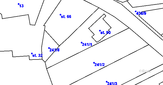 Parcela st. 241/1 v KÚ Osiky, Katastrální mapa