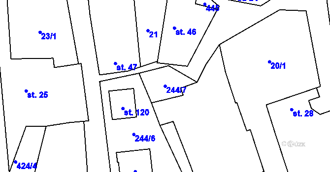 Parcela st. 244/7 v KÚ Osiky, Katastrální mapa