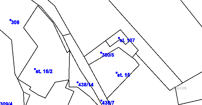 Parcela st. 380/5 v KÚ Osiky, Katastrální mapa