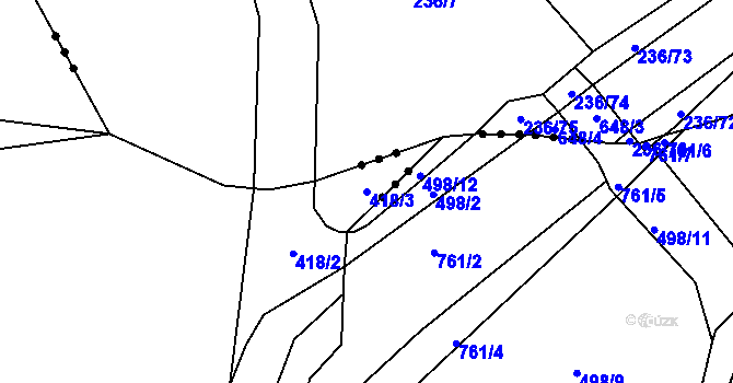 Parcela st. 418/3 v KÚ Osiky, Katastrální mapa