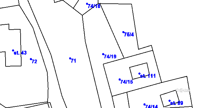 Parcela st. 74/19 v KÚ Osiky, Katastrální mapa