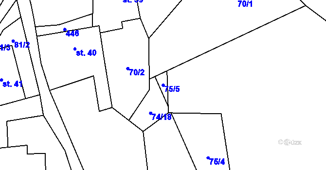 Parcela st. 75/5 v KÚ Osiky, Katastrální mapa