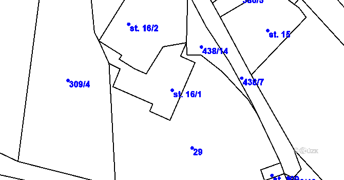 Parcela st. 16/1 v KÚ Osiky, Katastrální mapa