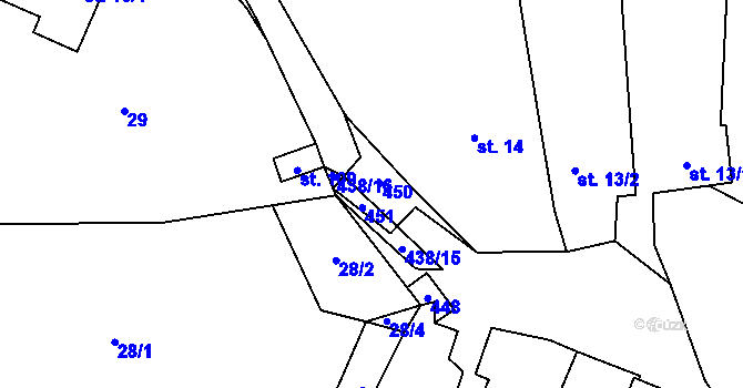 Parcela st. 450 v KÚ Osiky, Katastrální mapa
