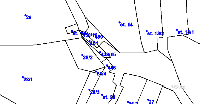 Parcela st. 438/15 v KÚ Osiky, Katastrální mapa