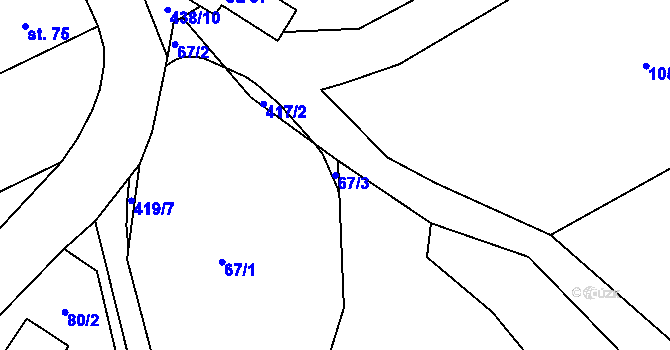 Parcela st. 67/3 v KÚ Osiky, Katastrální mapa