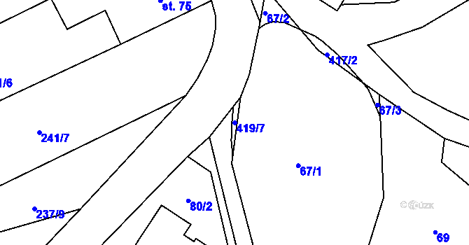 Parcela st. 419/7 v KÚ Osiky, Katastrální mapa