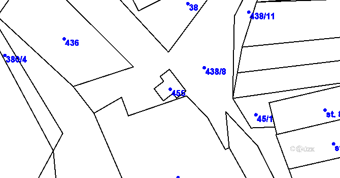 Parcela st. 455 v KÚ Osiky, Katastrální mapa