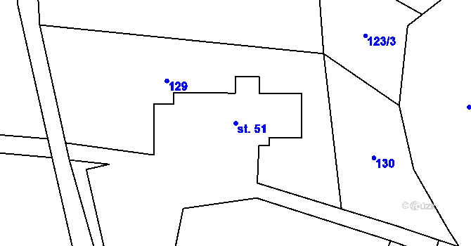 Parcela st. 51 v KÚ Mostkov, Katastrální mapa