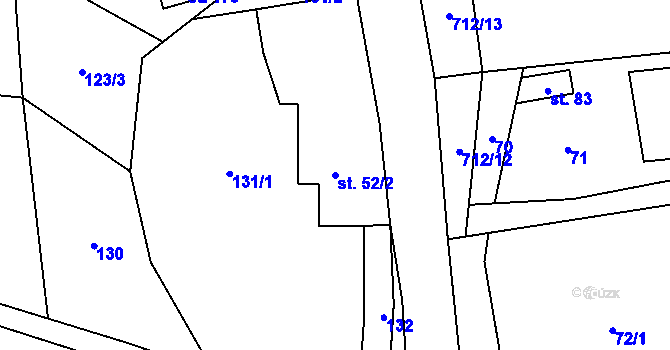 Parcela st. 52/2 v KÚ Mostkov, Katastrální mapa