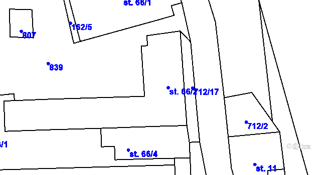 Parcela st. 66/2 v KÚ Mostkov, Katastrální mapa