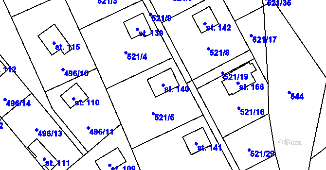 Parcela st. 140 v KÚ Mostkov, Katastrální mapa