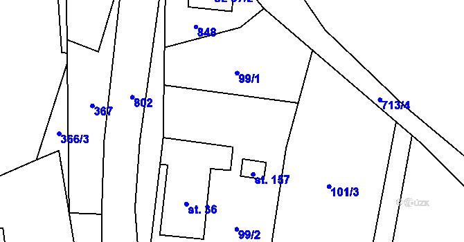 Parcela st. 99/3 v KÚ Mostkov, Katastrální mapa