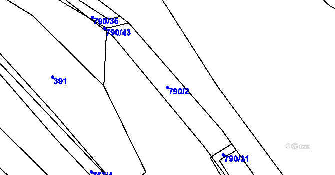 Parcela st. 790/2 v KÚ Mostkov, Katastrální mapa