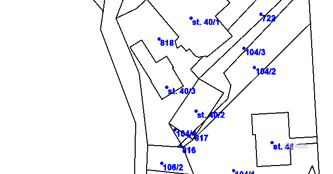 Parcela st. 40/3 v KÚ Mostkov, Katastrální mapa