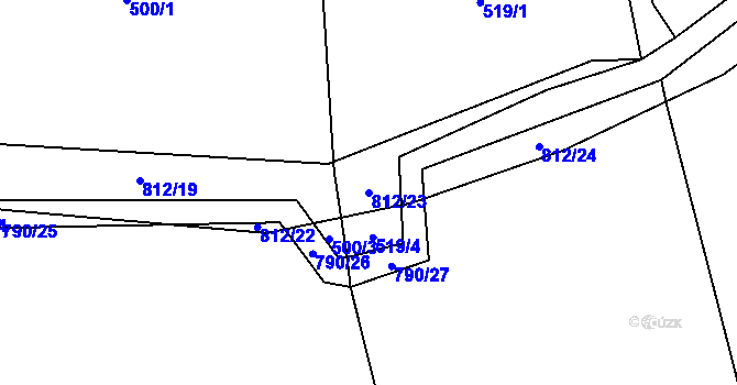 Parcela st. 812/23 v KÚ Mostkov, Katastrální mapa