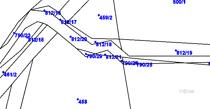 Parcela st. 812/21 v KÚ Mostkov, Katastrální mapa
