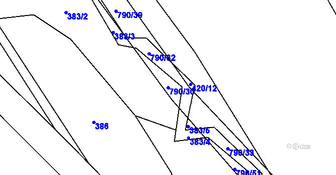 Parcela st. 790/30 v KÚ Mostkov, Katastrální mapa