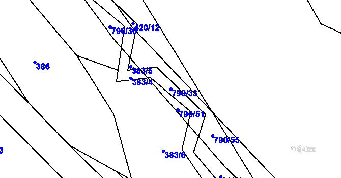 Parcela st. 790/33 v KÚ Mostkov, Katastrální mapa
