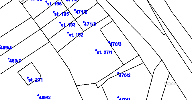 Parcela st. 27/1 v KÚ Oskava, Katastrální mapa