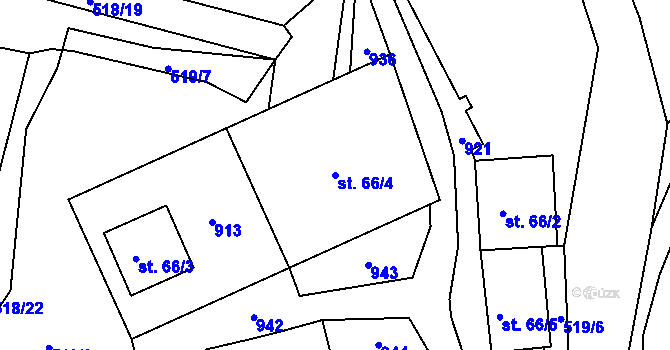 Parcela st. 66/4 v KÚ Oskava, Katastrální mapa