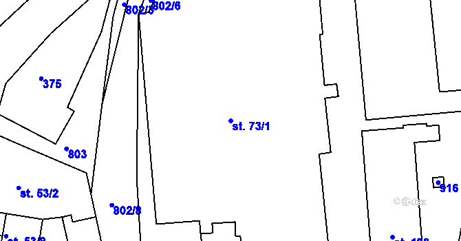 Parcela st. 73/1 v KÚ Oskava, Katastrální mapa