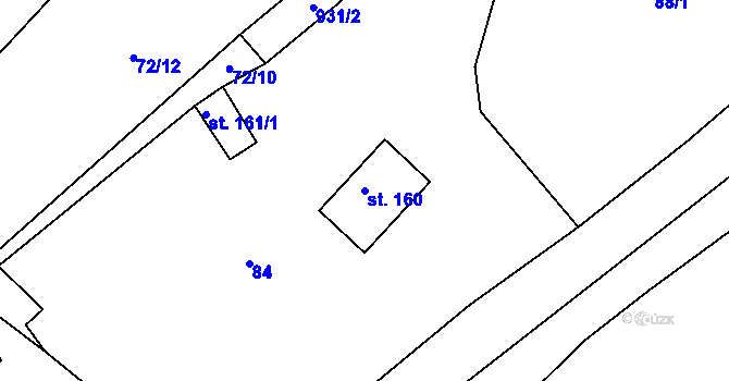 Parcela st. 160 v KÚ Oskava, Katastrální mapa
