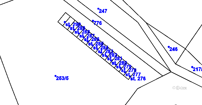 Parcela st. 282 v KÚ Oskava, Katastrální mapa