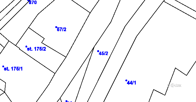 Parcela st. 45/2 v KÚ Oskava, Katastrální mapa