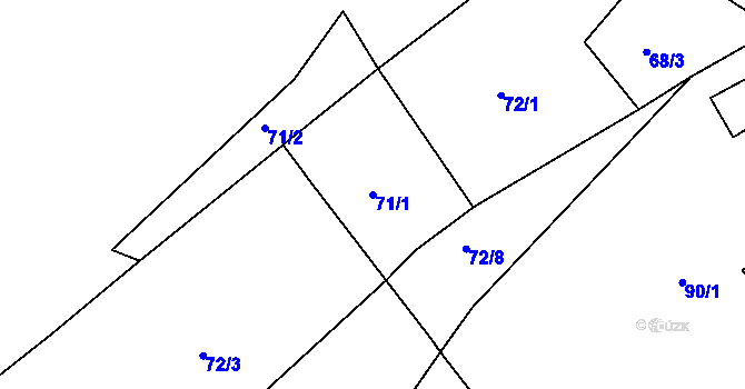 Parcela st. 71/1 v KÚ Oskava, Katastrální mapa