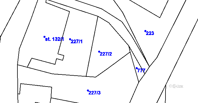 Parcela st. 227/2 v KÚ Oskava, Katastrální mapa