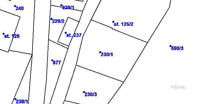 Parcela st. 230/1 v KÚ Oskava, Katastrální mapa