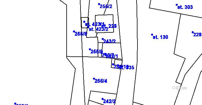 Parcela st. 243/3 v KÚ Oskava, Katastrální mapa