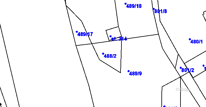 Parcela st. 488/2 v KÚ Oskava, Katastrální mapa