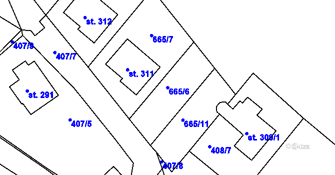 Parcela st. 665/6 v KÚ Oskava, Katastrální mapa