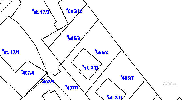 Parcela st. 665/8 v KÚ Oskava, Katastrální mapa