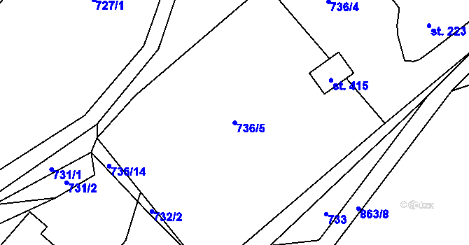 Parcela st. 736/5 v KÚ Oskava, Katastrální mapa