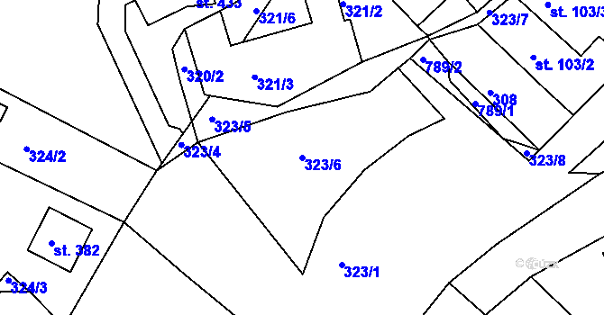Parcela st. 323/6 v KÚ Oskava, Katastrální mapa