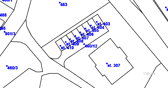Parcela st. 460/12 v KÚ Oskava, Katastrální mapa