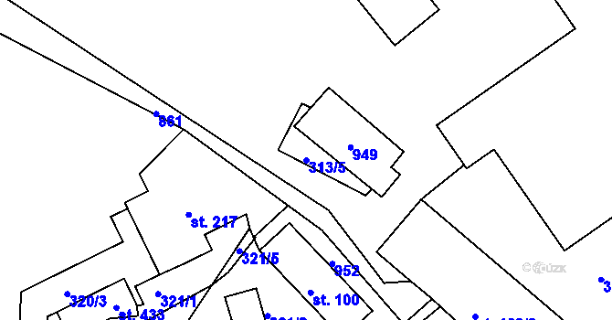 Parcela st. 313/5 v KÚ Oskava, Katastrální mapa