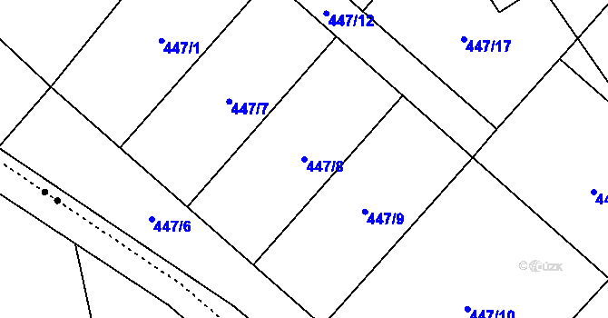 Parcela st. 447/8 v KÚ Oskava, Katastrální mapa