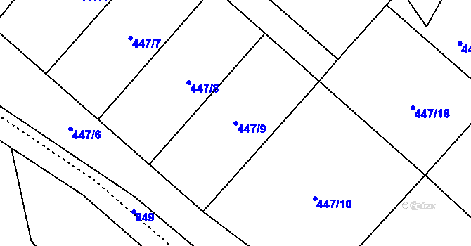 Parcela st. 447/9 v KÚ Oskava, Katastrální mapa